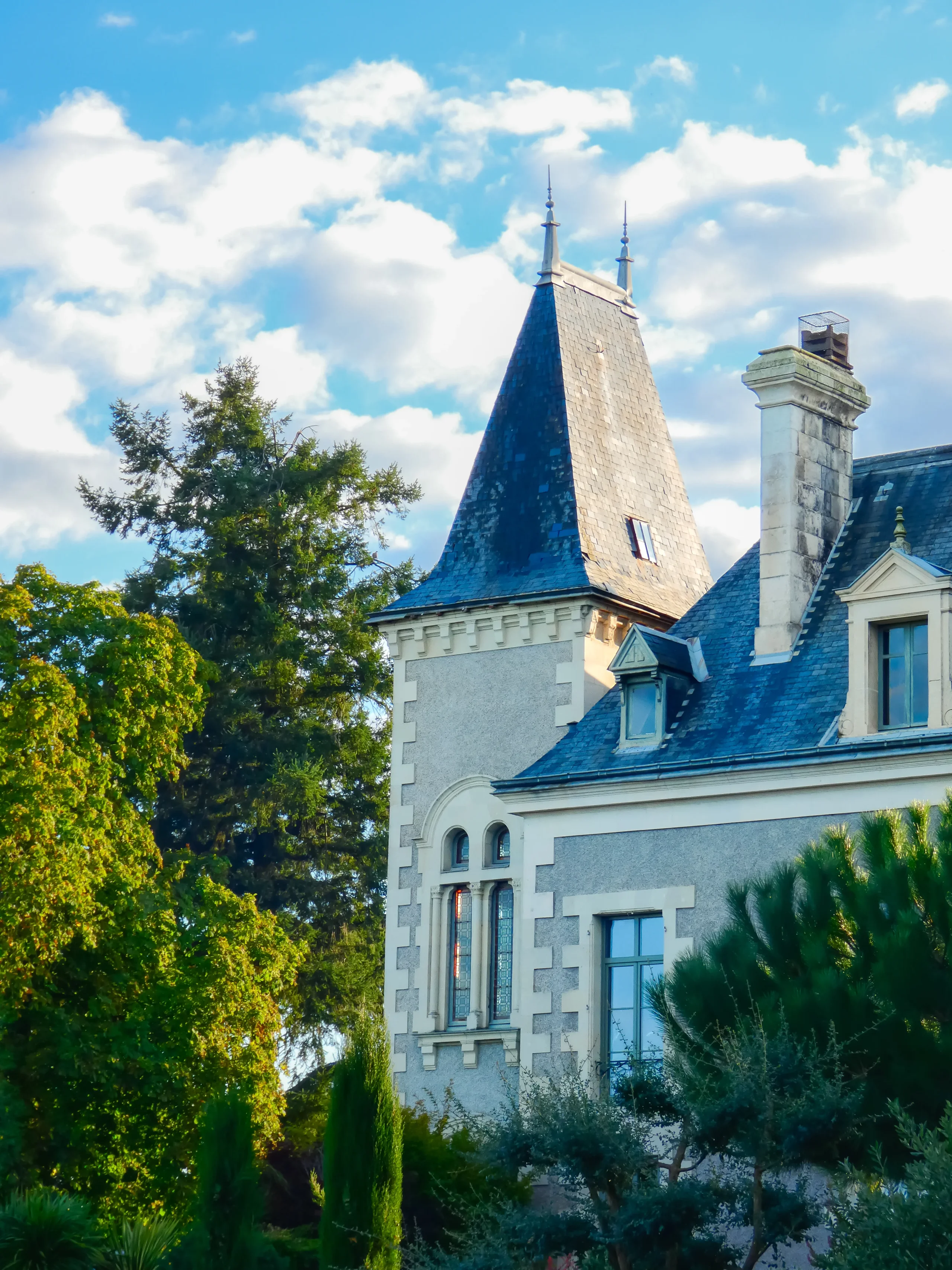 Maison bourgeoise avec tour et toit en ardoise
