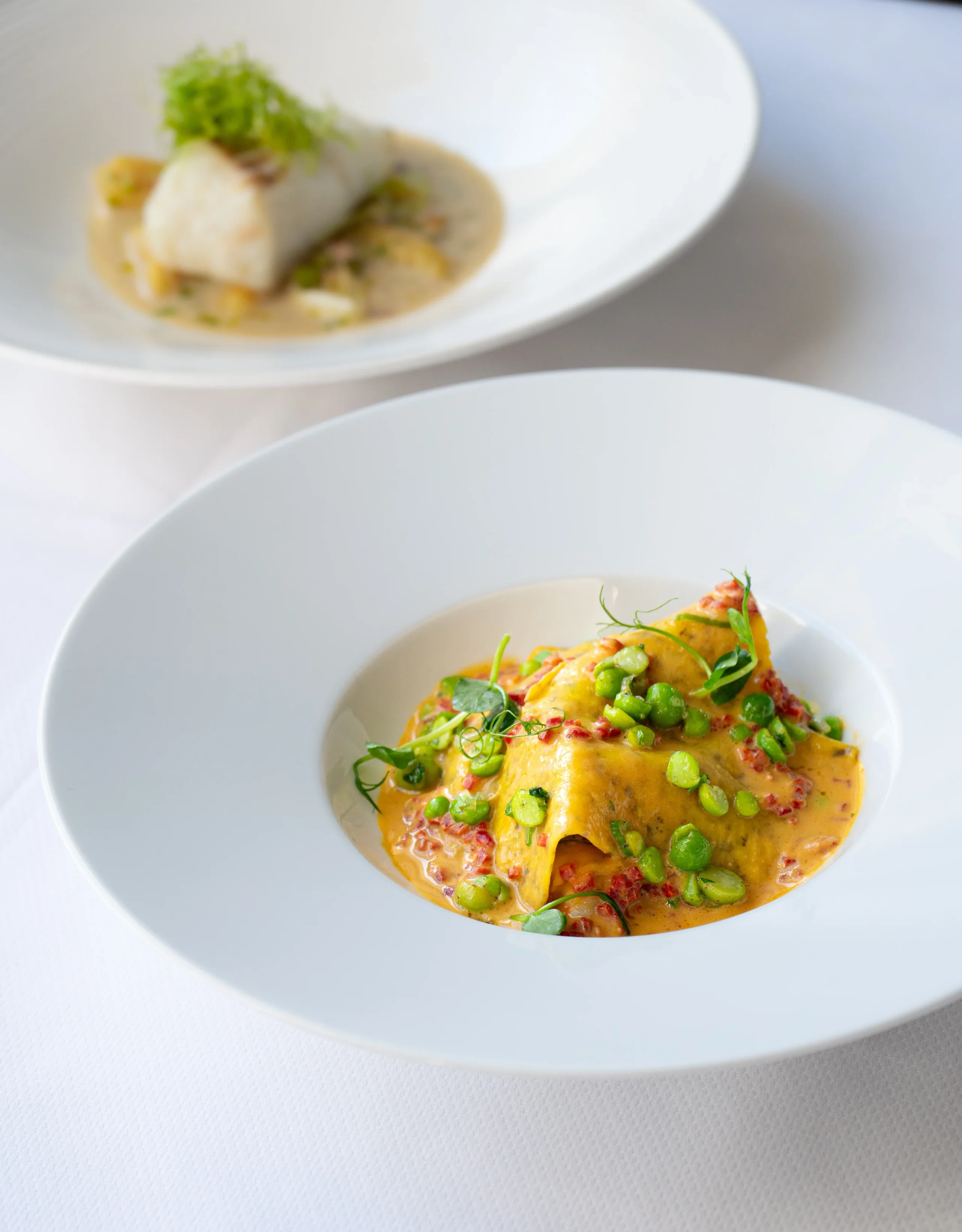 Ravioles sauce crémeuse aux petits pois