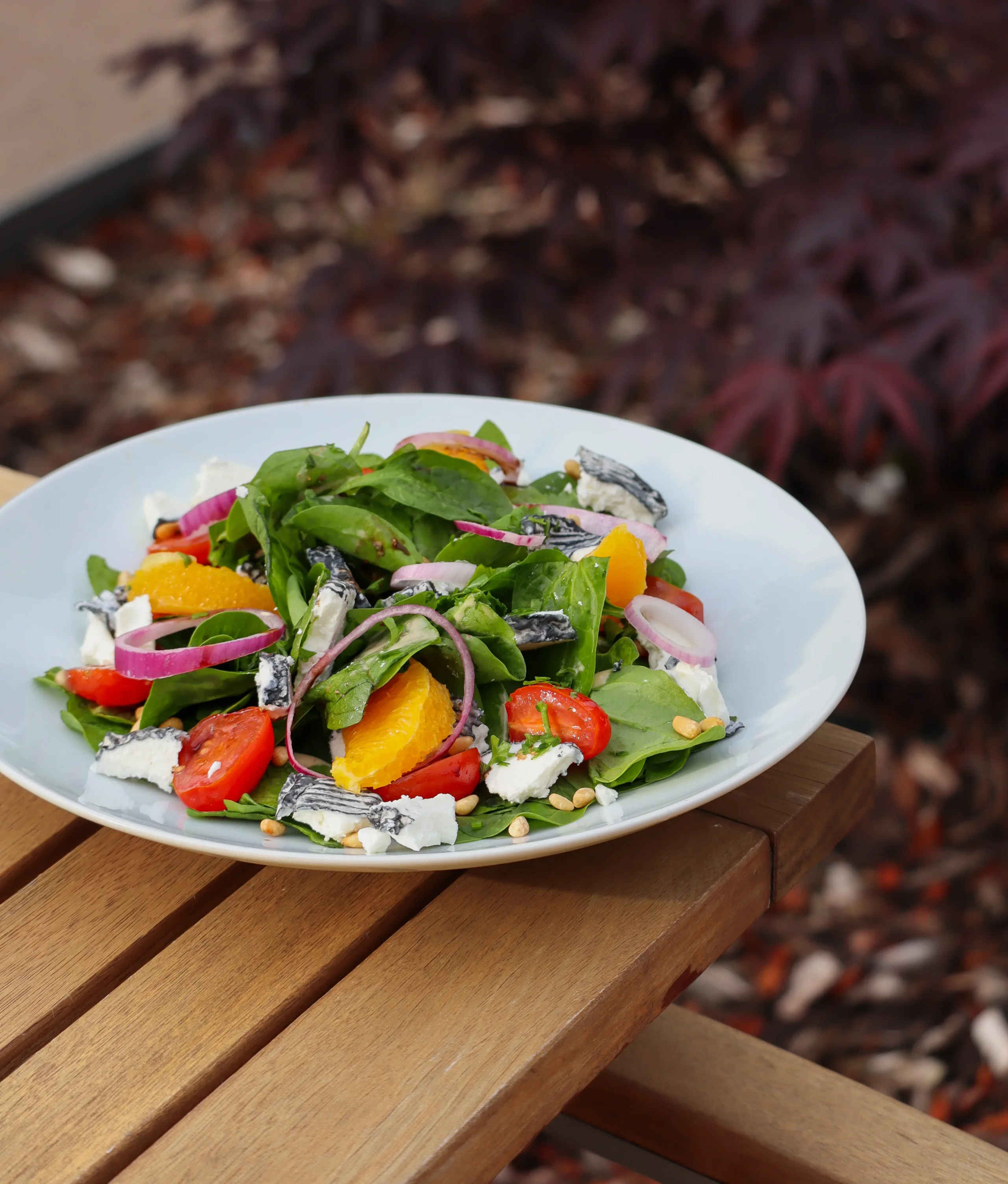 Salade d'épinards, oranges et fromage de chèvre